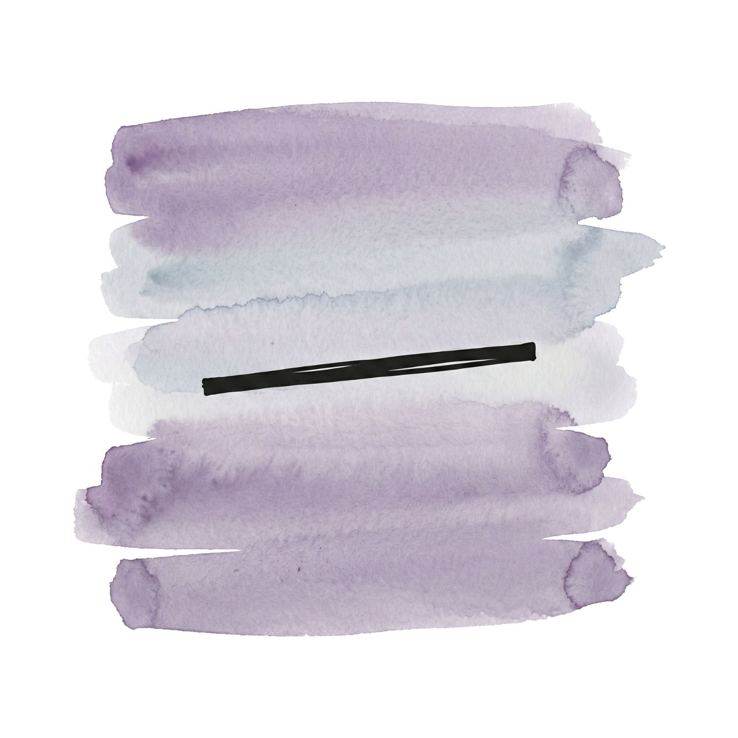 Minimal inkblack suspended line symbol over muted lavender and cool ash watercolor brush strokes on a pure white background.